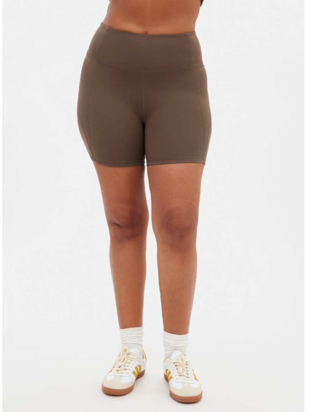 Girlfriend Collective Café High Rise Run Short Brown Size L NWT 4.75" Inseam